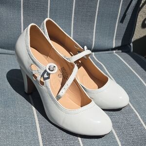 Chase + Chloe White Heels with Double Strap Design